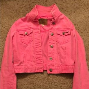 Hot pink denim Hollister jacket